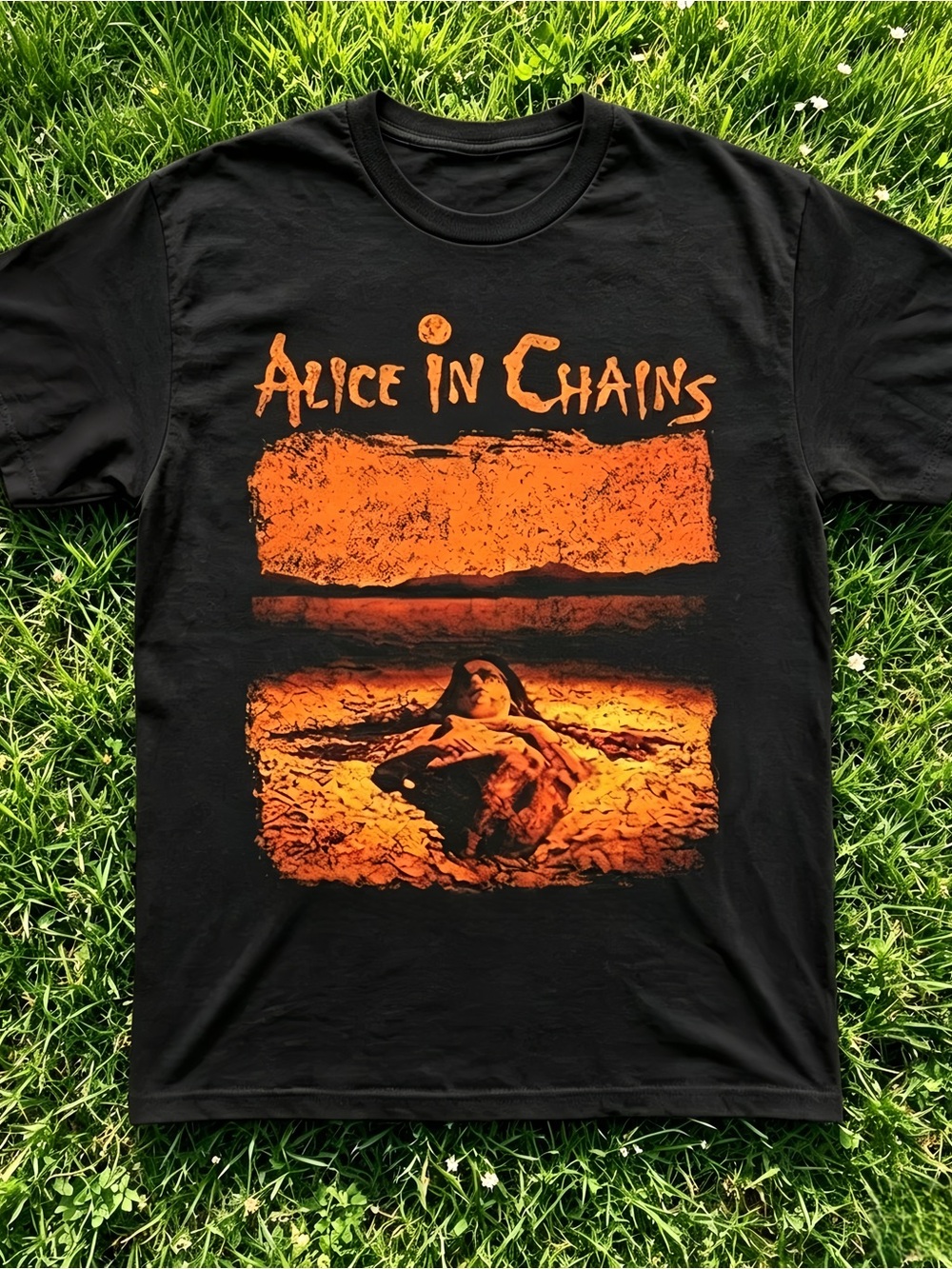 Alice In Chains Dirt pattern black unisex T-shirt.